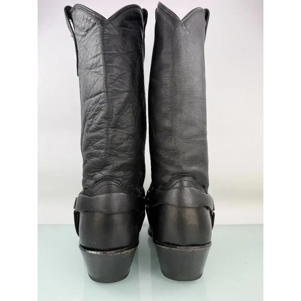 Abilene Black Leather Harness Concho Western‎ Cowgirl Boots USA 5.5M